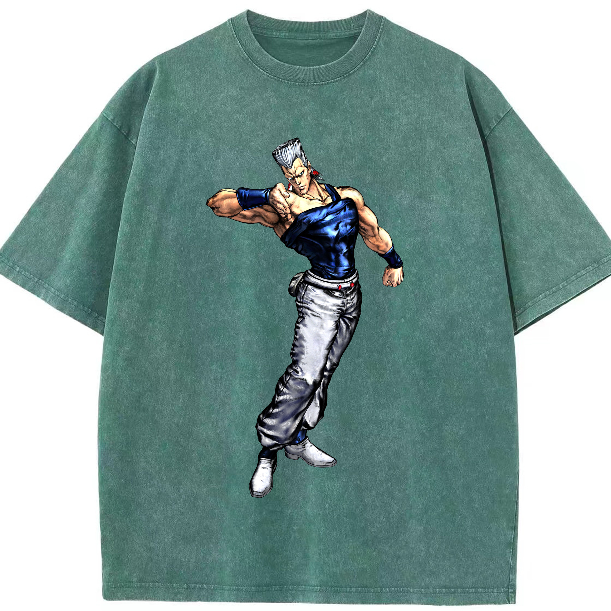 （画像用） ジョジョの奇妙な冒険 ジャン＝ピエール?ポルナレフ JoJo's Bizarre Adventure Jan Pierre Polnareff 綿100% ヴィンテージ風 半袖Tシャツ（フロントプリント）